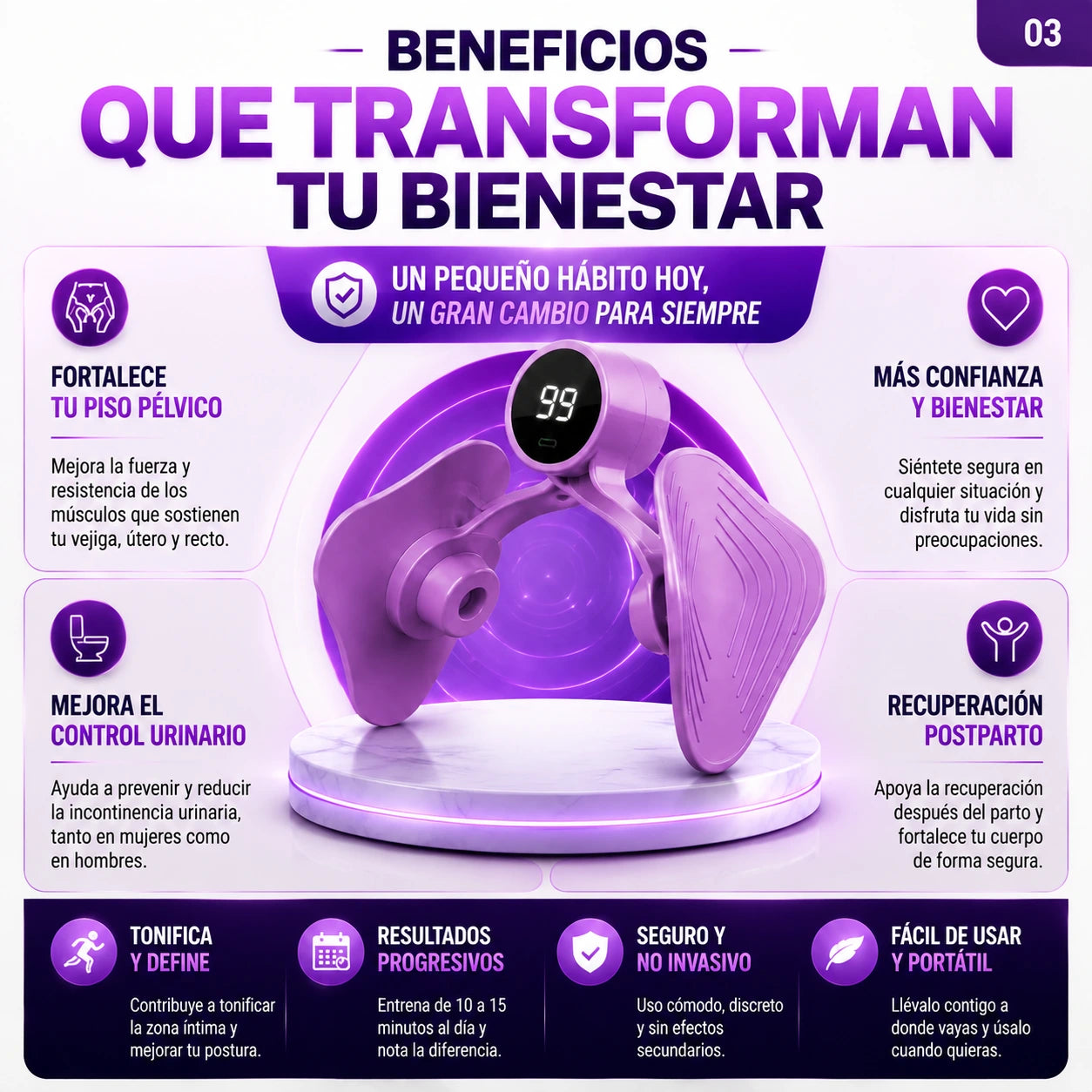 PelviCore - Ejercitador pélvico para el control y firmeza íntima